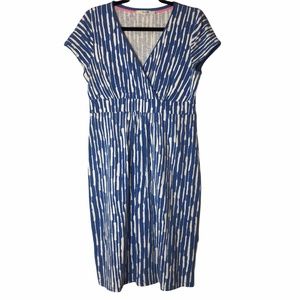 Boden Blue And White Faux Wrap Dress